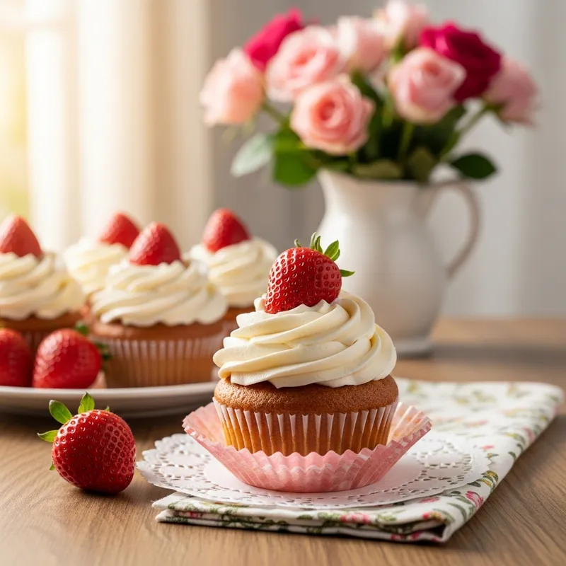 Delicious Strawberry Cupcake Photography