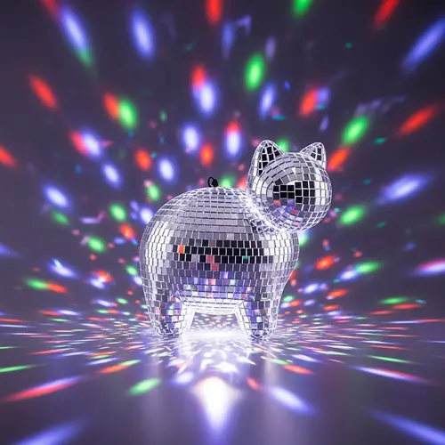 Unique Cat-shaped Disco Ball | Vibrant Light Reflections
