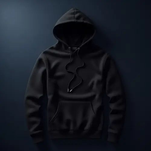 Stylish Black Hoodie on Dark Blue Background