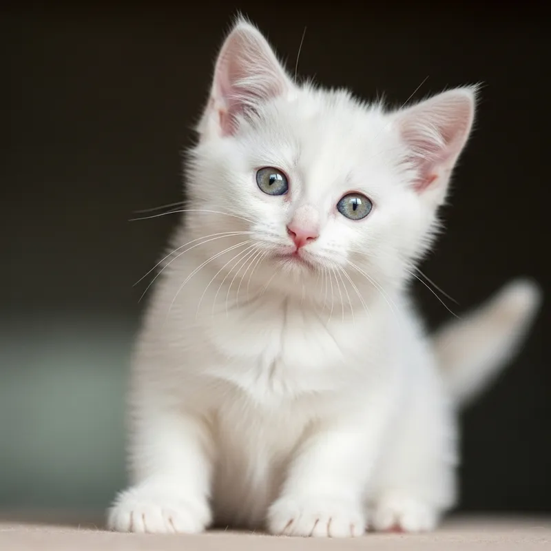 Adorable White Kitten Enjoying Sunshine