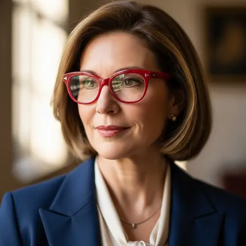 Stylish Woman in 50s with Red Glasses | Fashion Statement