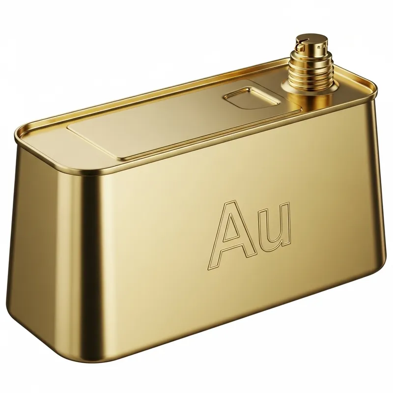 Gold Ingot-Shaped Oil Can with 'Au' Inscription