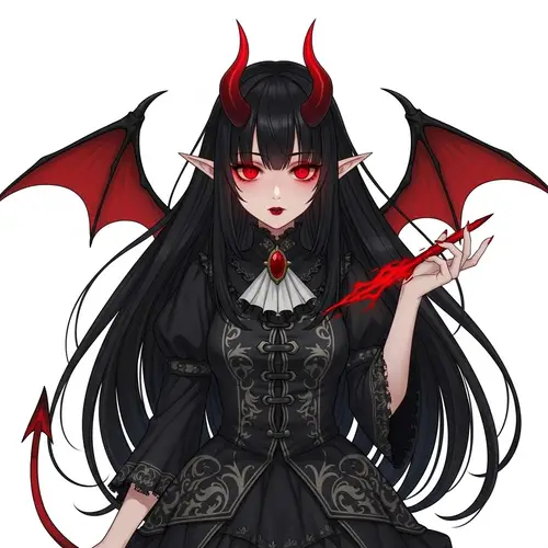 Demon Anime Girl - Dark Gothic Art Inspired Animated Character