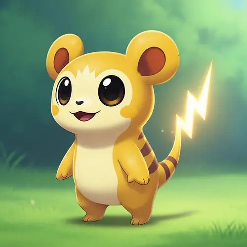 Colorful Creature with Expressive Eyes and Lightning Bolt Tail