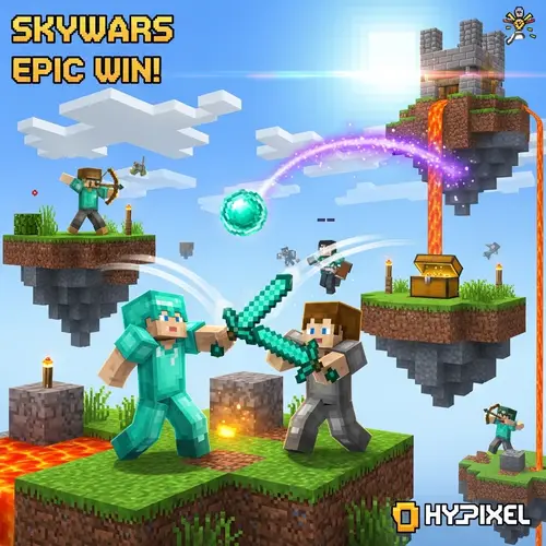 Hypixel SkyWars Minecraft Thumbnail: Epic Battle on Floating Island