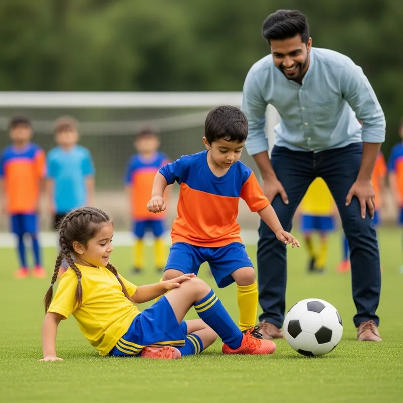 Innocent Chaos: Boy Falls on Girl at Soccer Game