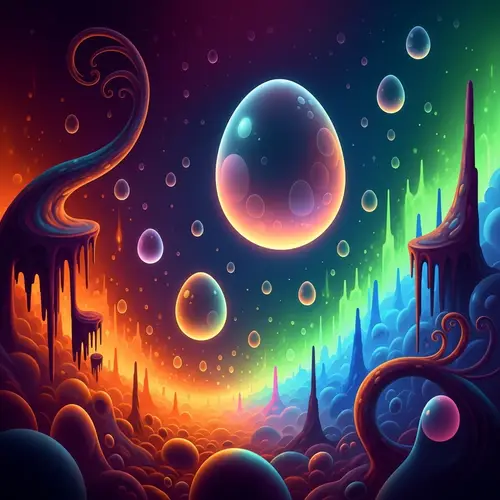 Abstract Eggs Image | Dreamlike Landscape | Vibrant Colors