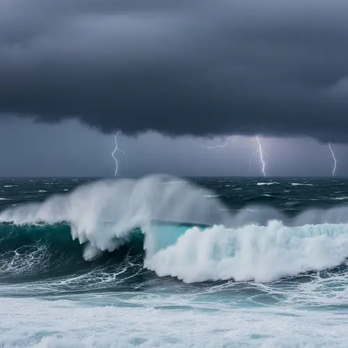 Wild Seascape: Moody Ocean Storm with Giant Waves