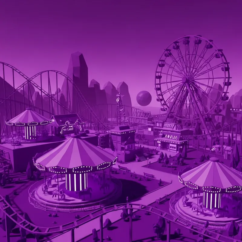 Enigmatic Purple Low Poly Amusement Park