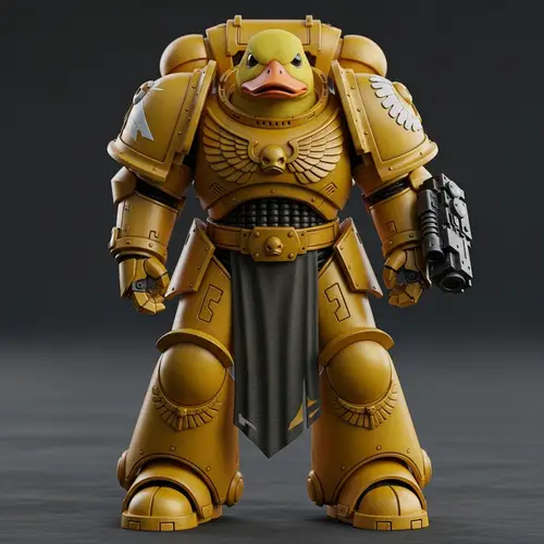 Warhammer 40,000 Space Marine Duck Armor - Whimsical Sci-Fi Crossover