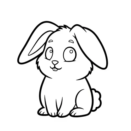 Cute Bunny Line Art Illustration for 4-Year-Olds
