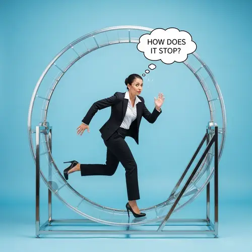 Middle-Eastern Businesswoman Running in Transparent Wheel