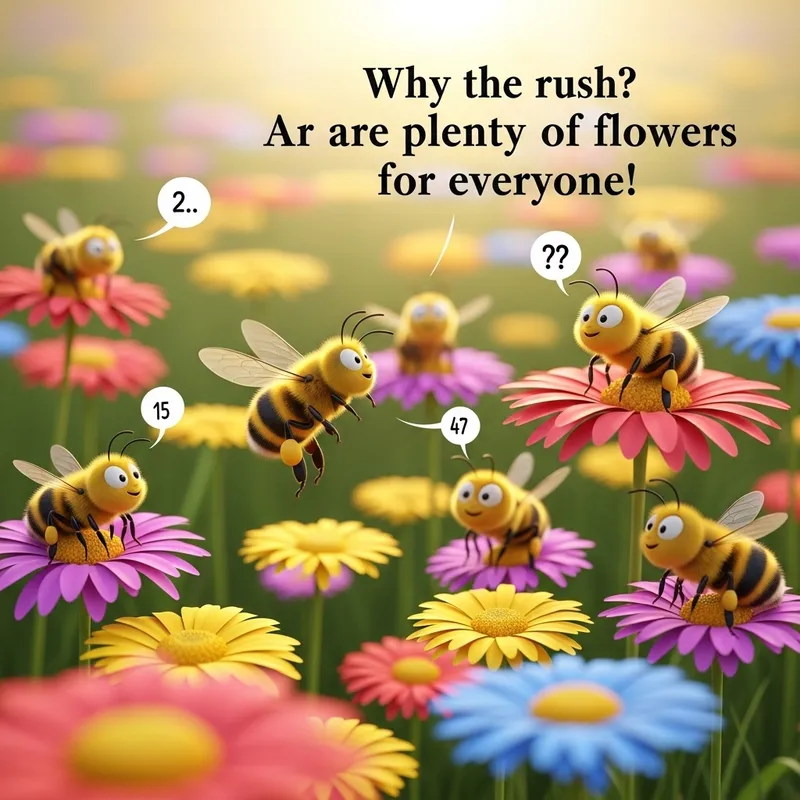 Busy Bee Scene in Sunlit Meadow | Flowers & Friends in Abundance!