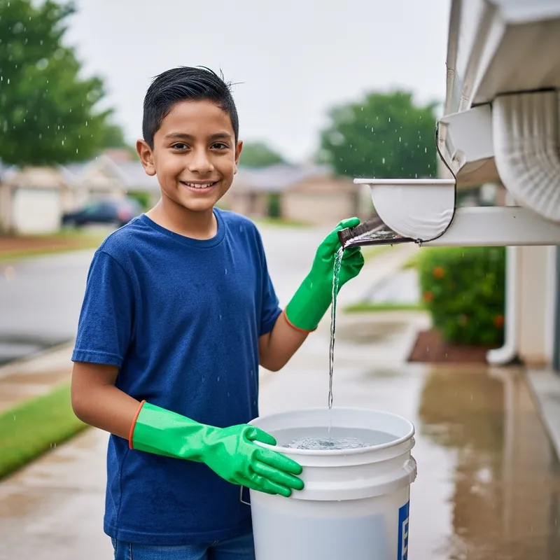 Young Child Saving Rainwater | Sustainable Future
