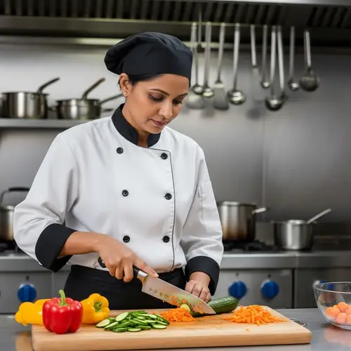 Expert Chef Skillfully Chopping Fresh Vegetables