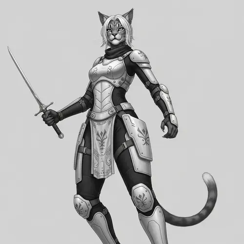 Humanoid Feline Warrior - Formidable and Skilled Fighter