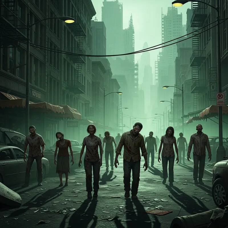 Chilling Zombie Apocalypse: Haunted City Street Scene