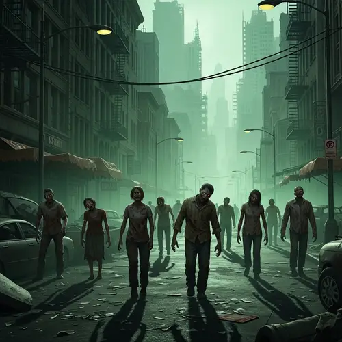 Chilling Zombie Apocalypse: Haunted City Street Scene