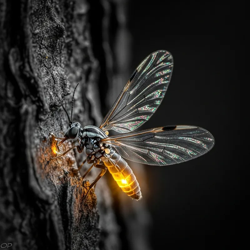 Captivating Iridescent Insect: Sparkling Wings & Sap Feeder
