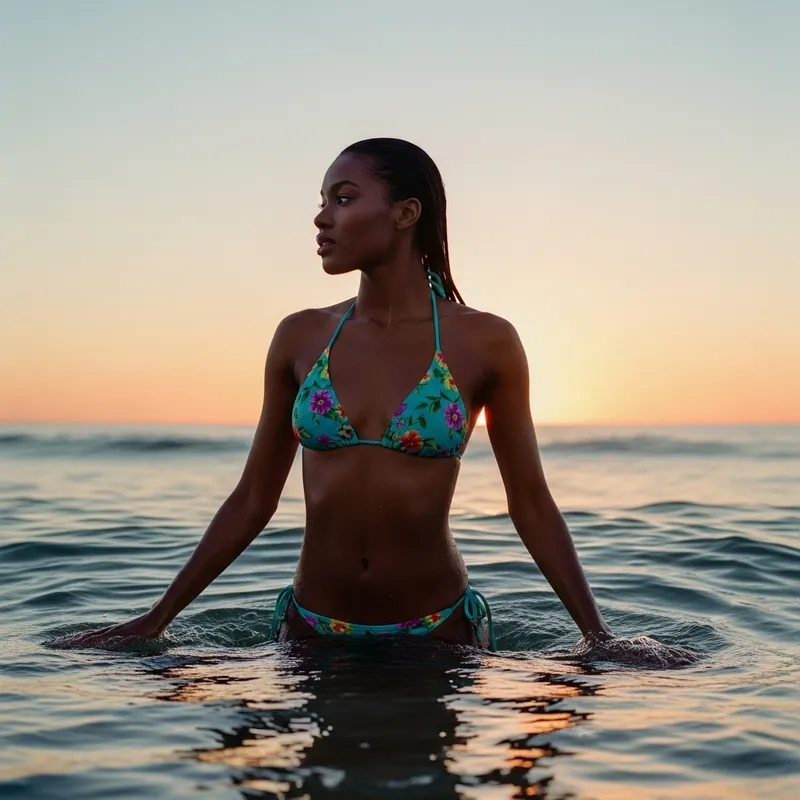 90's Bikini Model at Sunset | Ultra-Realistic Photo