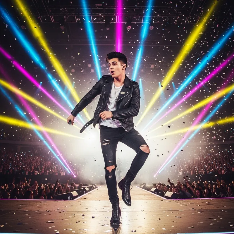 Jung Kook: Energetic Male Pop Star on Concert Stage