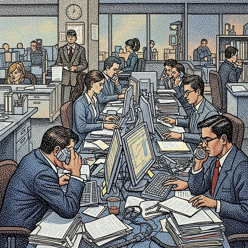 Stressful Work Environment Pointillism Art