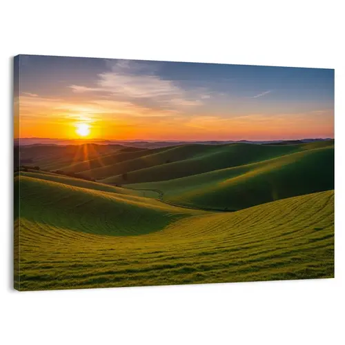 Tranquil Sunset Landscape with Rolling Hills