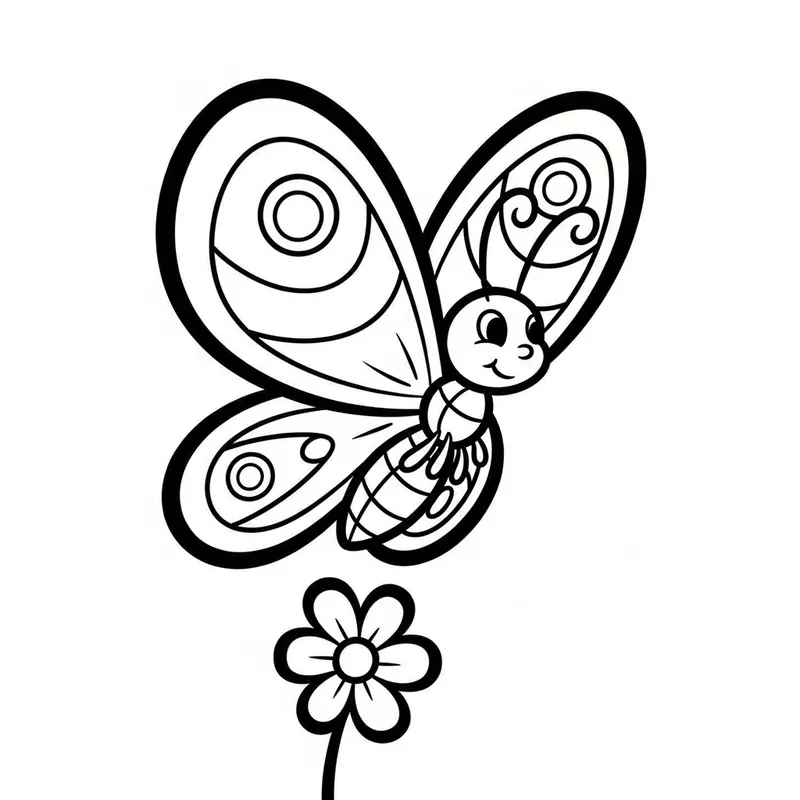 Classic Butterfly Coloring Page for 4-Year-Olds