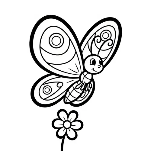 Playful Butterfly Cartoon Style Sketch for Kids