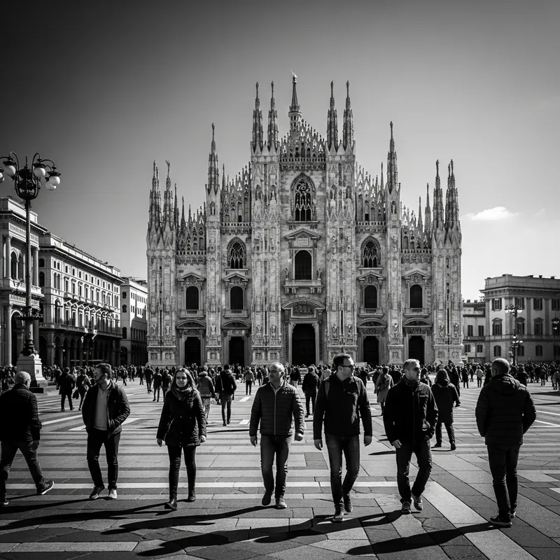 Milan Main Square in Stunning Black and White