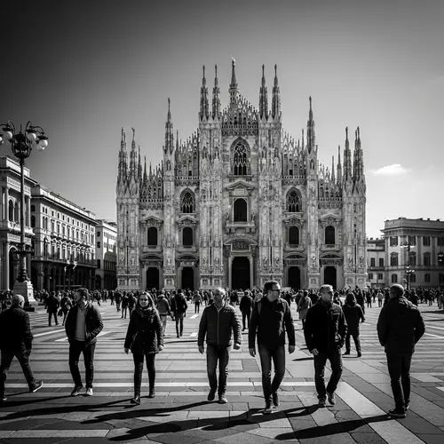 Milan Main Square in Stunning Black and White