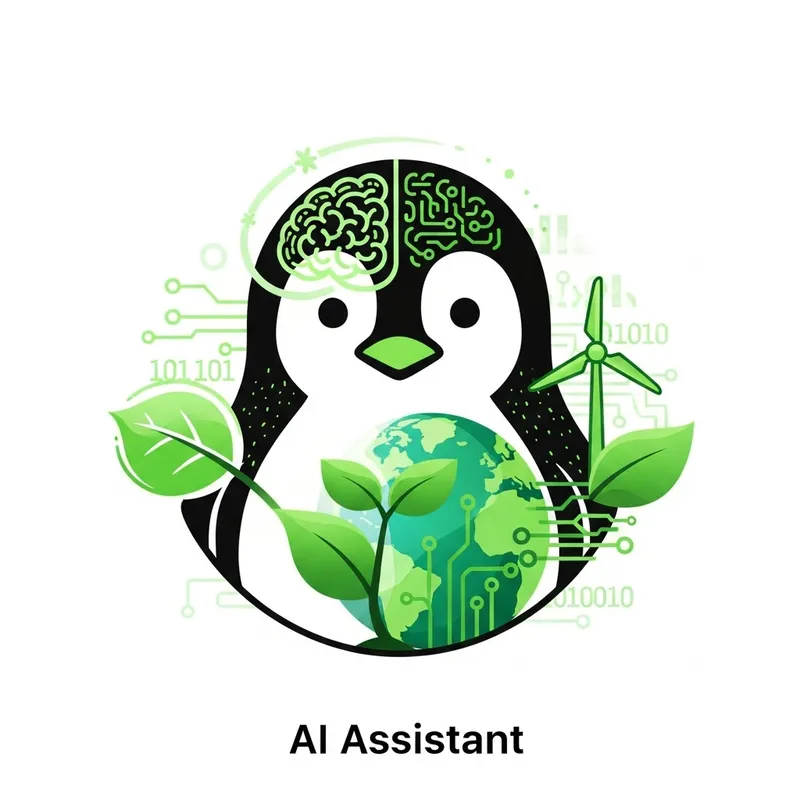 Eco-Friendly Penguin AI Assistant Icon