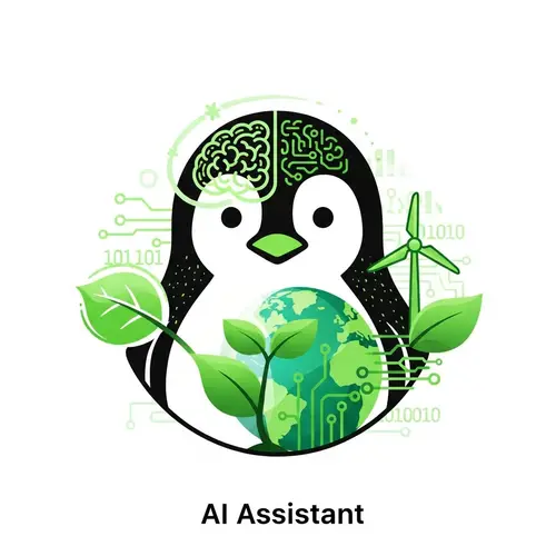 Eco-Friendly AI Assistant Icon with Penguin Element