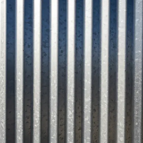 Galvanized Corrugated Metal - Silvery-Gray Color | Rhythmic Geometric Pattern