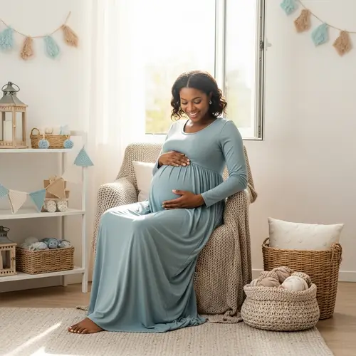 Radiant African American Woman Expecting Twins | Maternity Glow