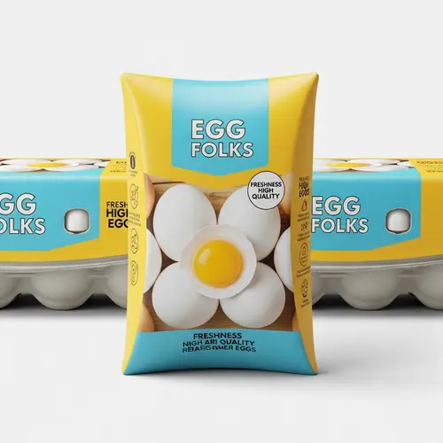 Egg Folks Pillow Pouch Packaging Design | Egg Graphics | Freshness & Quality