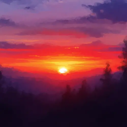 Vibrant Sunset Abstract Art