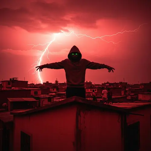 Imposing Persona of a Mysterious Individual in Somber Red Shades