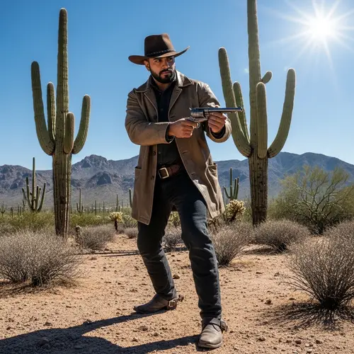 Arizona RP Player in Western-style Clothing | Role-Playing in Arizona Landscape