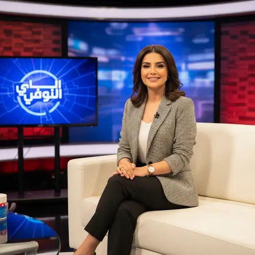 Professional Middle-Eastern Television Presenter on Set