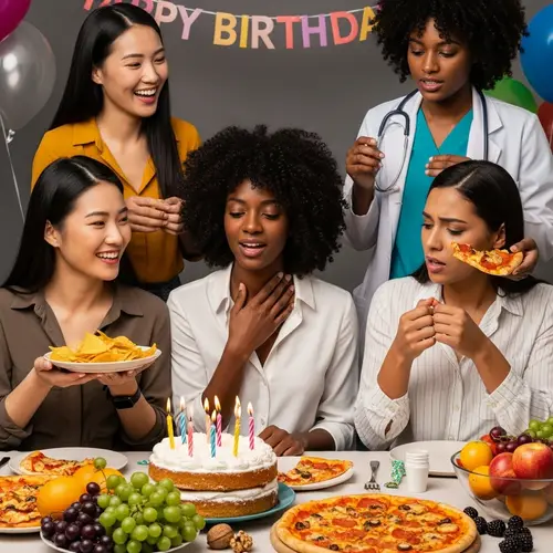 Vibrant Birthday Party with Walnut Cake, Pizza, Fruit & Drama