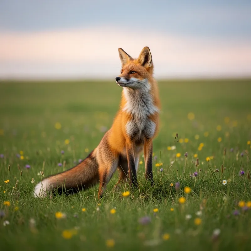 Majestic Fox in Lush Green Landscape
