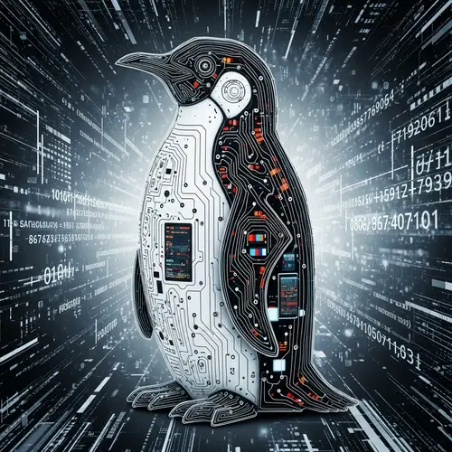 Futuristic Digital Penguin Art | Cyber-Themed Design
