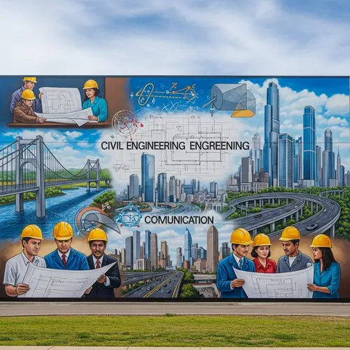 Civil Engineering Mural: Bridges, Skyscrapers, Engineers