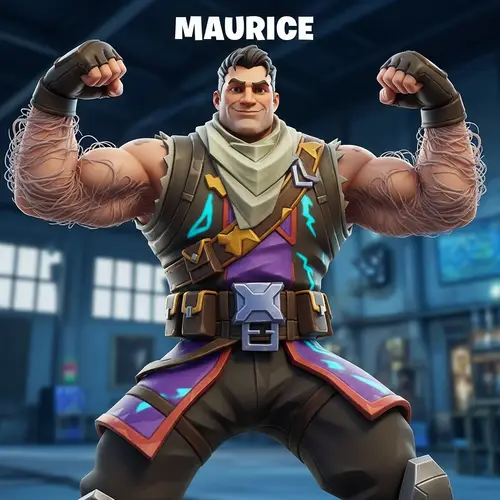 Muscular Man Maurice in Fortnite-Inspired Clothing