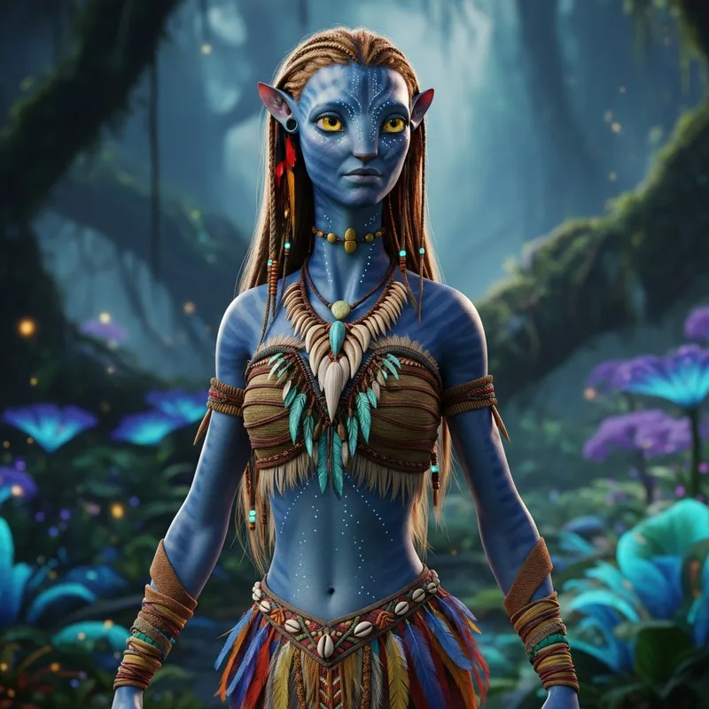 3D Avatar Woman | Blonde Hair & Dark Skin Fantasy Art