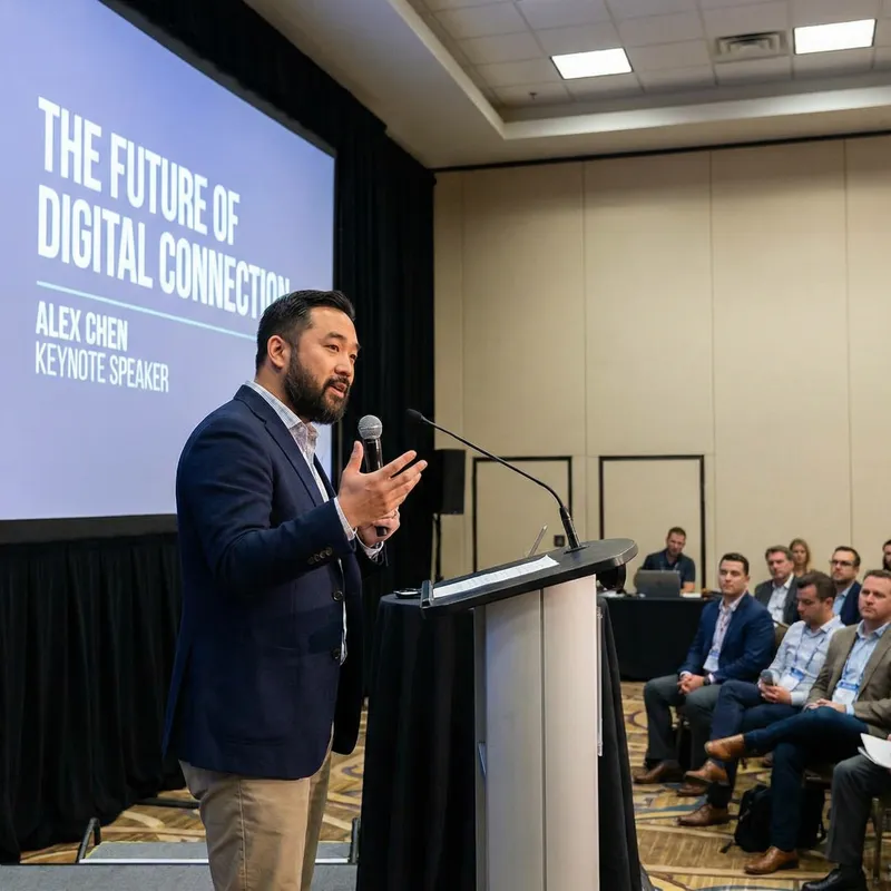 Realistic Keynote Speaker Photos On Stage