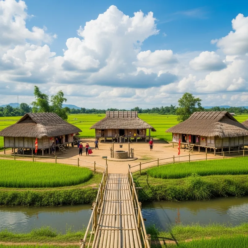 Ancient Village in Vietnam - Tranquil Scene with Traditional Houses