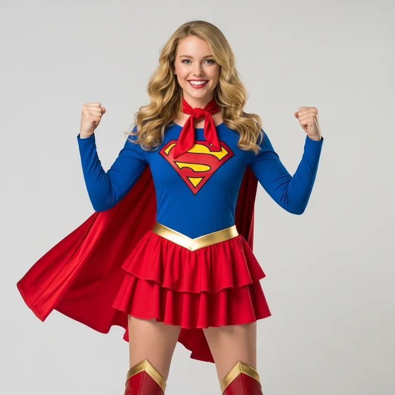 Young Woman Superheroine 'S' Costume - Powerful & Confident Young Woman Superheroine 'S' Costume - Powerful & Confident