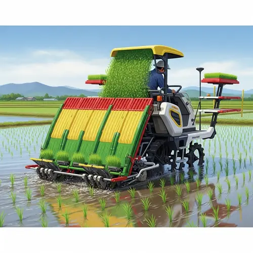 High-Resolution Digital Painting of Rice Planting Machine